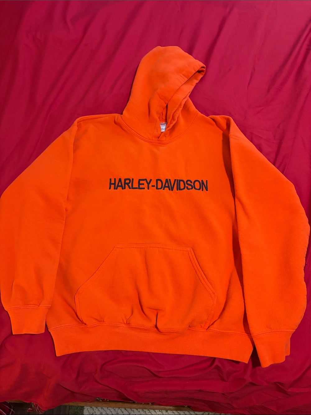 Harley-Davidson Orange Crewneck Hoodie with Black Logo
